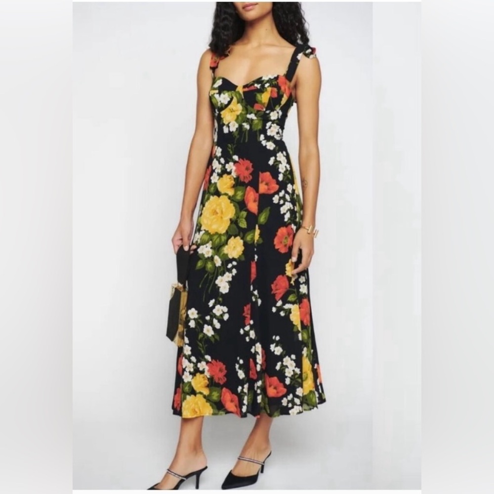 Reformation Nadira Floral Midi Dress Size 8 - Picture 3 of 7